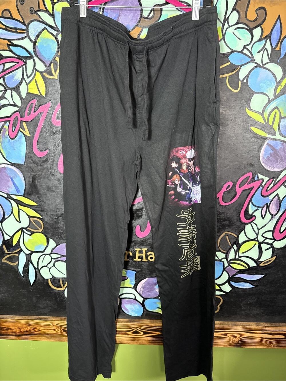 Bioworld Jujutsu Kaisen Anime Men's Black Graphic PJ Pants, Lg